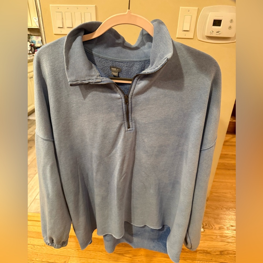 aerie Half-Zip Pullover Sweatshirt in Dusty Blue